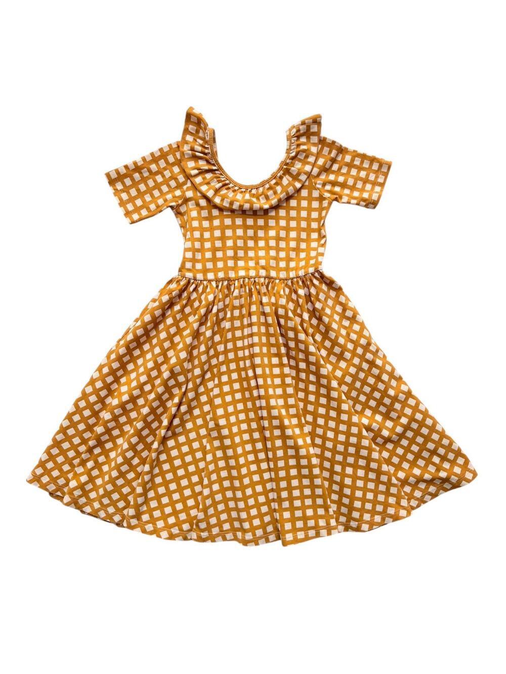 Alice + Ames Golden Grid Plum Short Sleeve Dress Size 7
